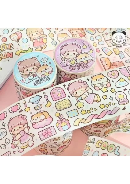 1 Rulo Karalama Defter Çıkartmaları Karikatür Çiçek Kız Sevimli Çıkartmalar 2 mt Su Geçirmez Pet Diy indirimleri