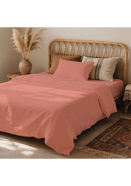 3 Parça Lastikli Çarşaflı Ranforce Pamuklu Kumaş Tek Kişilik Nevresim Takımı