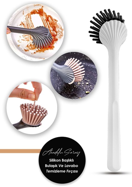 Pratik Silikon Başlıklı Bulaşık ve Lavabo Temizleme Fırçası