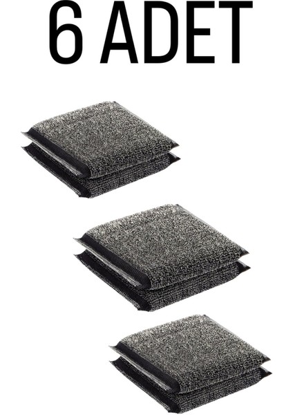 6'lı Set Paslanmaz Tel Bulaşık Süngeri, Dayanıklı ve Hijyenik Temizlik Sağlar