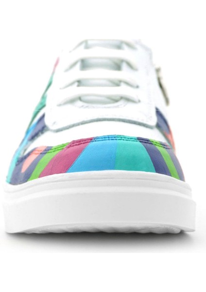 Tbons Özel Tasarım Hakiki Deri Beyaz Yeşil Bağcıklı Fermuarlı Çocuk Sneaker fırsatları