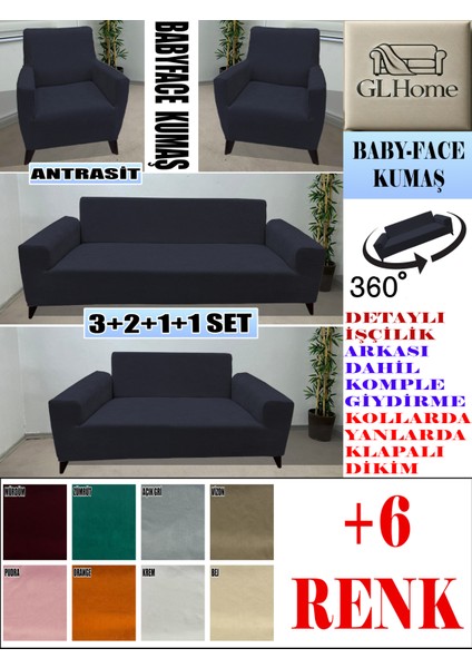 Baby Face Kumaş 3+2+1+1 Komple Giydirme Kanepe&çekyat, Bohem, Porto, Vb. Model Koltuk Kılıfı
