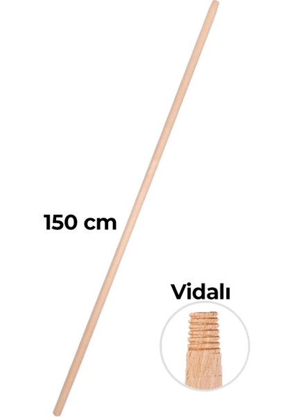 Gürgen Ağaç Vidalı Süpürge Sapı 150 cm | Ergonomik, Dayanıklı ve Çok Amaçlı Temizlik Sapı