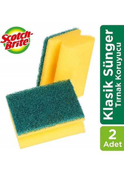 Yeşil Klasik Bulaşık Süngeri 2'li Tırnak Koruyucu