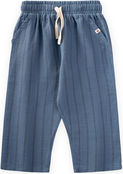Müslin Pantolon 1-10 Yaş Indigo Çift Çizgili