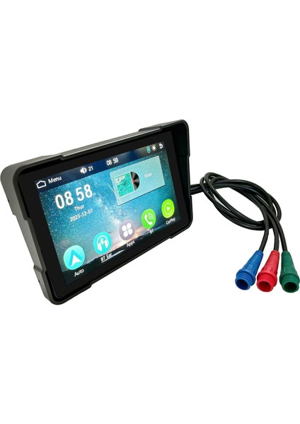 Go-Ix 5" Dokunmatik Waterproof Bt Android Auto Carplay Çiftli Motorsiklet Dvr Araç Kamerası