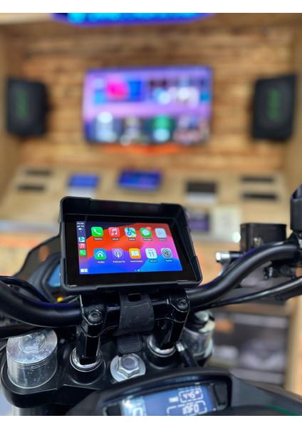 Go-Ix 5" Dokunmatik Waterproof Bt Android Auto Carplay Çiftli Motorsiklet Dvr Araç Kamerası