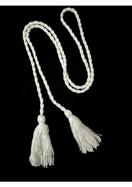 Beyaz Krem Örgü Kordonlu Çift Taraflı Püskül fiyatları