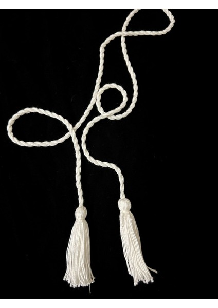 Beyaz Krem Örgü Kordonlu Çift Taraflı Püskül indirimleri