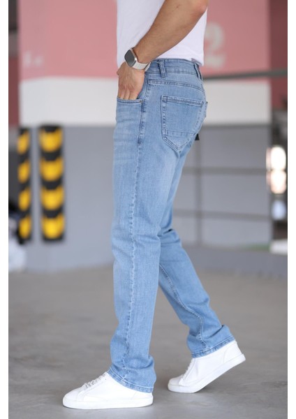 Erkek Mavi Regular Fit Rahat Kesim Esnek Likralı Denim Jeans Kot Pantolon fırsatları