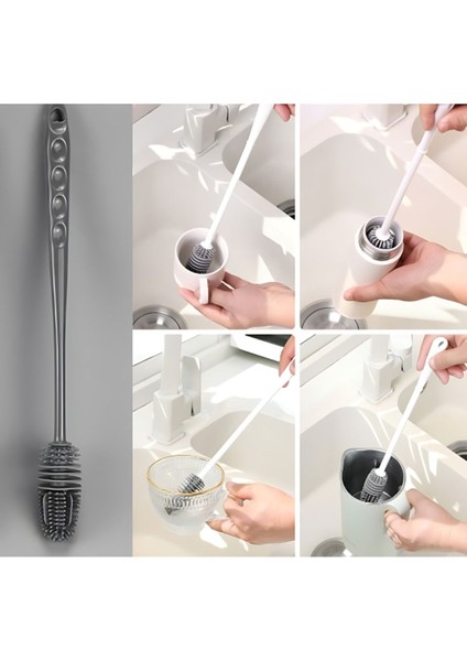 Uzun Saplı Silikon Biberon ve Kavanoz Temizleme Fırçası