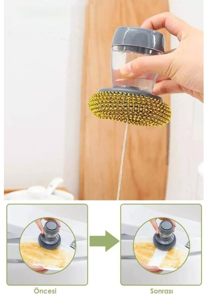 Iki Parçalı Temizlik Seti, Sünger ve Teli ile Pratik Banyo ve Lavabo Temizliği