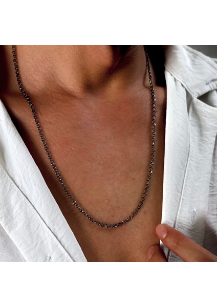 Gümüş Halka Model Oksitli Zincir 925 Ayar Gümüş Halka Model Unisex Zincir Kolye modelleri