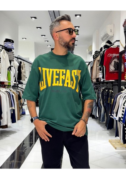 Livefast Baskılı Oversize Erkek T-Shirt