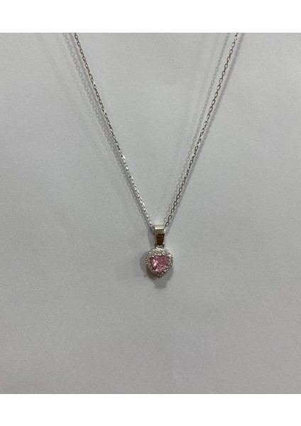 Kalpli Pembe Taşlı Gümüş Şans Kolyesi modelleri