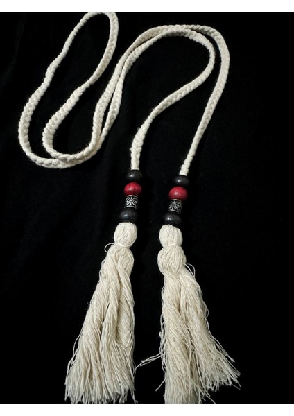 Özel Örgü Kordonlu Boncuklu Çift Taraflı Püskül