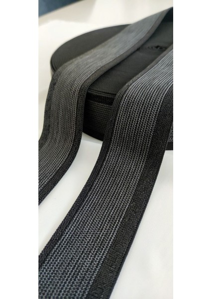 Siyah Simli Gri Zigzag Çizgili Lastik Şerit