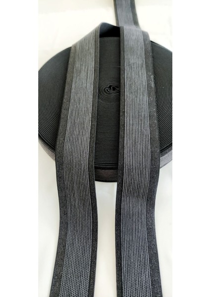 Siyah Simli Gri Zigzag Çizgili Lastik Şerit indirimleri