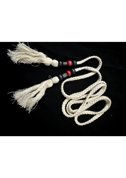 Özel Örgü Kordonlu Boncuklu Çift Taraflı Püskül