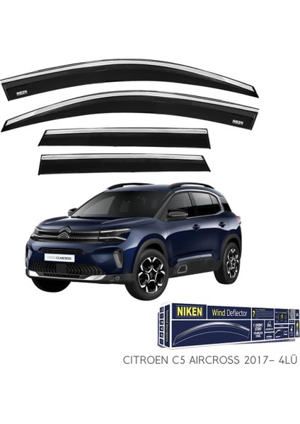 Citroen C5 Aircross Niken Kromlu Cam Rüzgarlığı 4lü Set 2017 ve Üstü