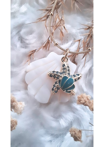 Deniz Canlıları Figürlü Kemik Midye Çelik Kolye