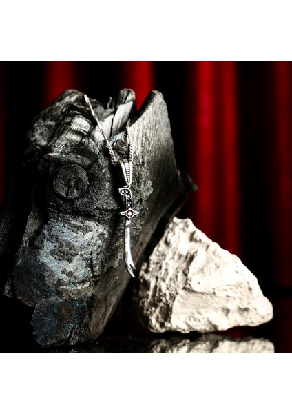 Gümüş Zülfikar Kolye 925 Ayar Gümüş Üzeri Taşlı Zülfikar Figürlü Unisex Kolye H.z Ali'nin Kılıcı fırsatları