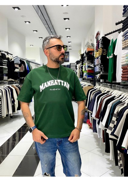 Oversize Manhattan Baskılı Erkek Tişört modelleri
