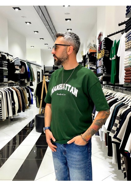 Oversize Manhattan Baskılı Erkek Tişört fırsatları