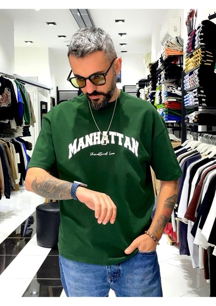 Oversize Manhattan Baskılı Erkek Tişört indirimleri