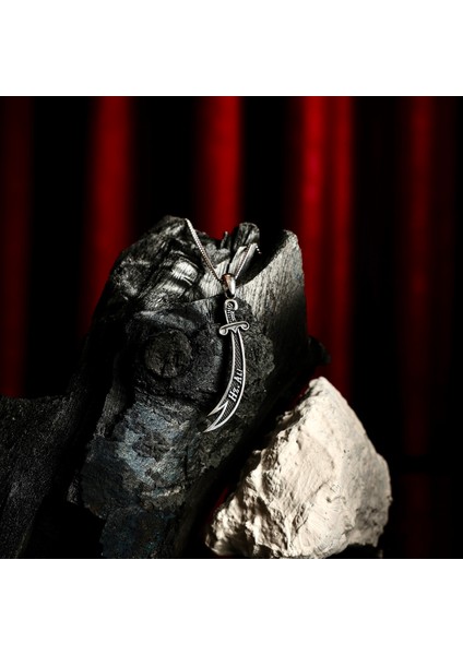 Gümüş Zülfikar Kolye 925 Ayar Gümüş Üzeri H.z Ali Yazılı Zülfikar Figürlü Unisex Kolye Kılıç Kolye fırsatları