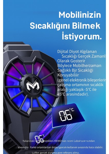 Dijital Göstergeli Rgb LED Işıklı Gamer Oyuncu Telefon ve Tablet Soğutucu modelleri