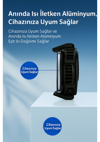 Dijital Göstergeli Rgb LED Işıklı Gamer Oyuncu Telefon ve Tablet Soğutucu