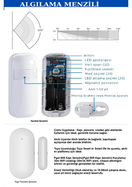 PGST OBİEM Akıllı Ev Güvenlik Alarm Sistemleri Kolay Kurulum (Sim Kart/Google Asistan/Amazon Alexa/Tuya Smart)