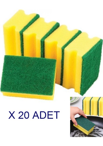 20 Adet Ekonomik Klasik Bulaşık Süngeri, Oluklu Temizlik Süngeri Seti