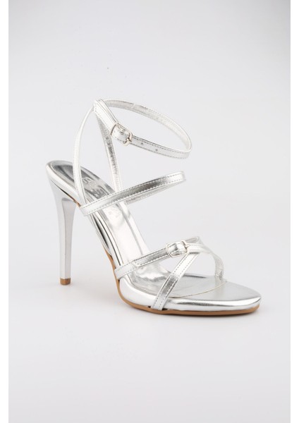 Kadın Gümüş Renk Abiye Ayakkabı Nikah, Düğün, Gelin Ayakkabısı Platform Topuklu Abiye Ayakkabı 12 cm fırsatları