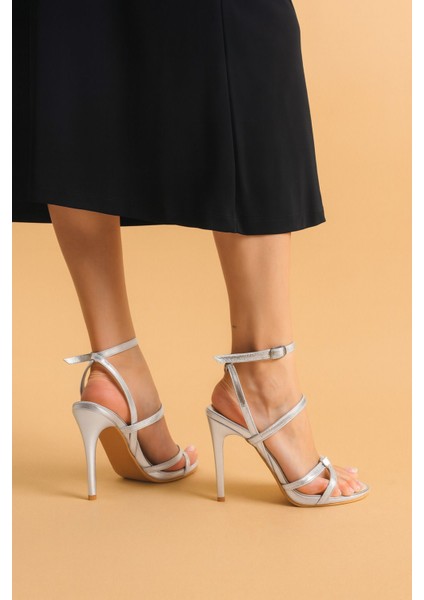 Kadın Gümüş Renk Abiye Ayakkabı Nikah, Düğün, Gelin Ayakkabısı Platform Topuklu Abiye Ayakkabı 12 cm indirimleri