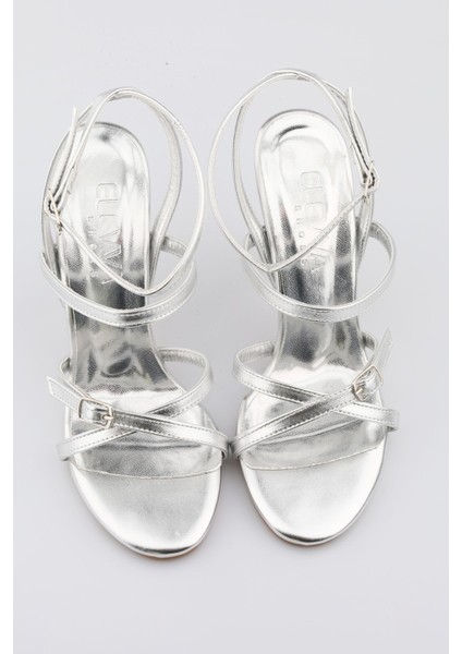 Kadın Gümüş Renk Abiye Ayakkabı Nikah, Düğün, Gelin Ayakkabısı Platform Topuklu Abiye Ayakkabı 12 cm