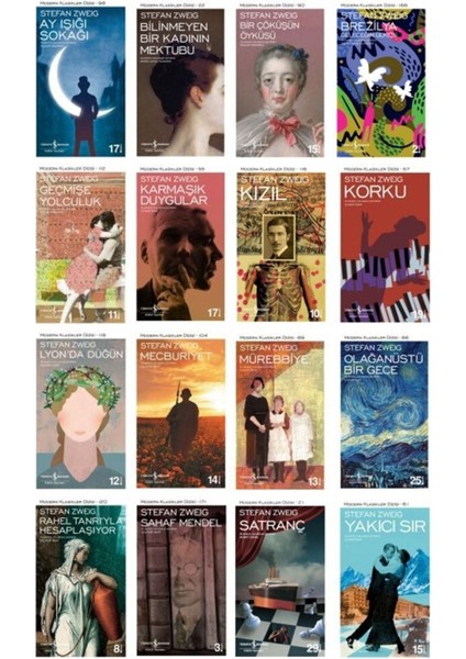 Kızıl-Korku-Sahaf Mendel-Satranç-Mürebbiye-Stefan Zweig Modern Klasikler 16 Kitap Takım
