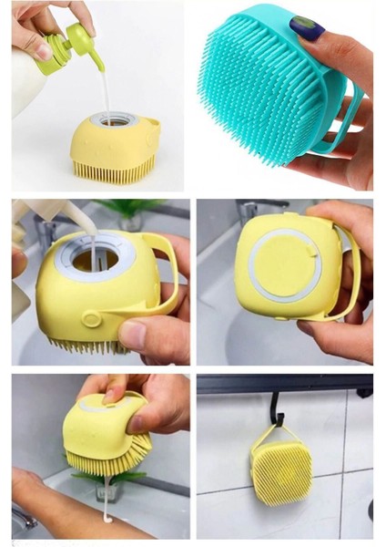 Çok Amaçlı Silikon Duş Kesesi ve Fırça, Sabun ve Jelli Temizlik Seti