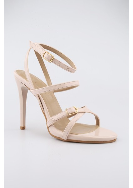 Kadın Bej Krem Abiye Ayakkabı Nikah, Düğün, Gelin Ayakkabısı Platform Topuklu Abiye Ayakkabı 12 cm