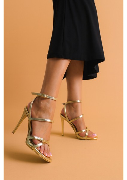 Kadın Altın Gold Rengi Ayakkabı Nikah, Düğün, Gelin Ayakkabısı Platform Topuklu Abiye Ayakkabı 12 cm indirimleri