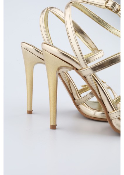 Kadın Altın Gold Rengi Ayakkabı Nikah, Düğün, Gelin Ayakkabısı Platform Topuklu Abiye Ayakkabı 12 cm