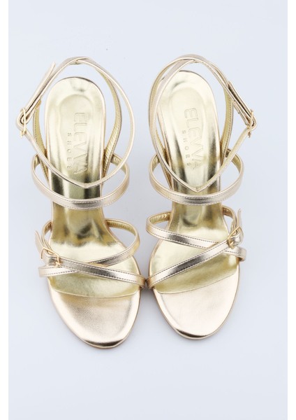 Kadın Altın Gold Rengi Ayakkabı Nikah, Düğün, Gelin Ayakkabısı Platform Topuklu Abiye Ayakkabı 12 cm