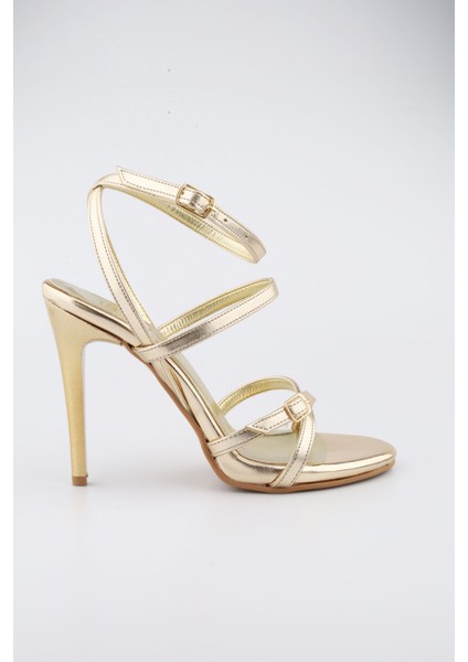 Kadın Altın Gold Rengi Ayakkabı Nikah, Düğün, Gelin Ayakkabısı Platform Topuklu Abiye Ayakkabı 12 cm