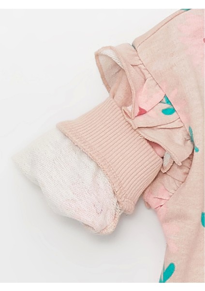 Lcw Baby Pembe Bisiklet Yaka Uzun Kollu Baskılı Kız Bebek Sweatshirt ve Tayt 2'li Takım modelleri