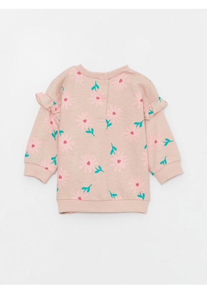 Lcw Baby Pembe Bisiklet Yaka Uzun Kollu Baskılı Kız Bebek Sweatshirt ve Tayt 2'li Takım fırsatları