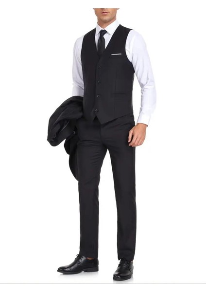 Erkek Lacivert Silim Fitt Yelekli Takım Elbise BGL-ST04304 fiyatları