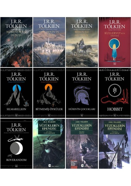 J. R. R. Tolkien 12 Kitap Ortadünya Seti - Yüzüklerin Efendisi - Hobbit - Numenor'un Düşüşü