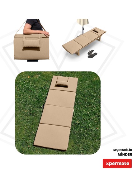 Katlanır Şezlong Minderi - Taşınır Kamp Yatağı Su Itici Solmaz Kumaş 180X60X3 Bej Ultraluks fırsatları