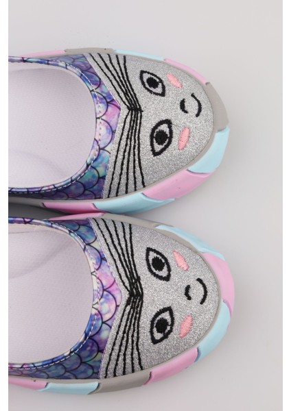 Unicorn Desenli Balık Figürlü Kız Çocuk Ayakkabı | Mor Renkli Babet | 26-30 Düz Topuk Özel Babet fiyatları